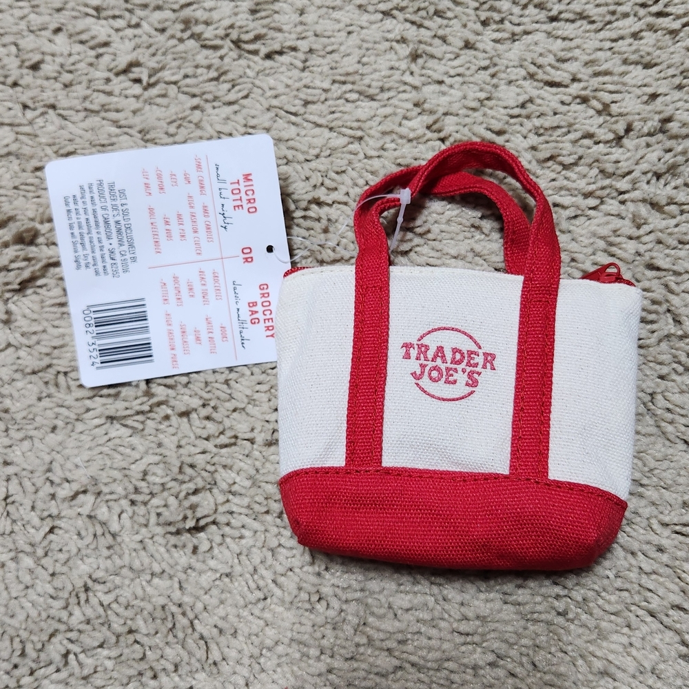 Trader Joe's Micro Red and White Tote Bag